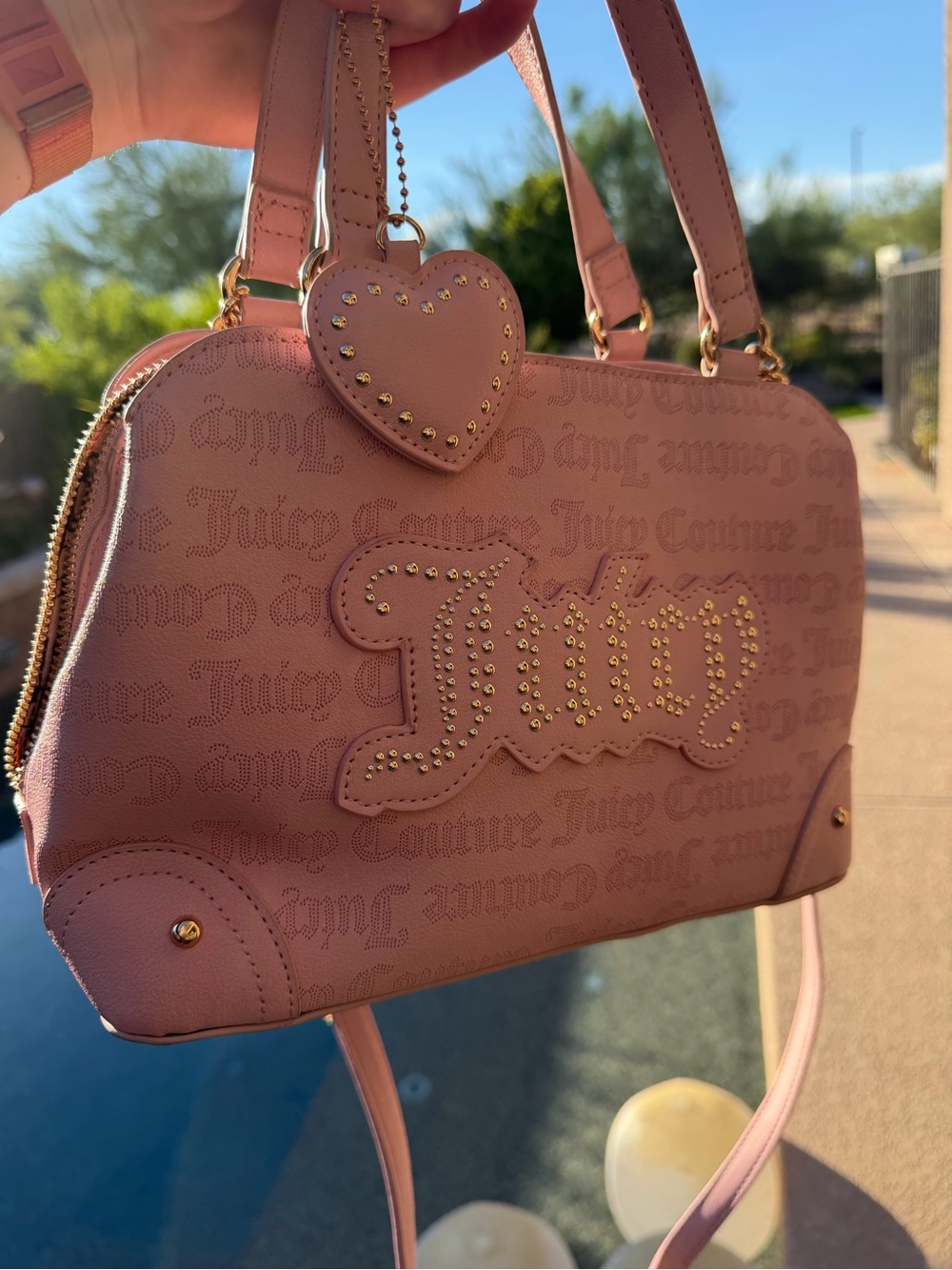✨ RARE Pink Studded Juicy Couture Monogram Satchel Bag ✨